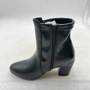 Women's Fashion Round Toe Short Boots Side Zipper Low Block Heel Ankle Booties